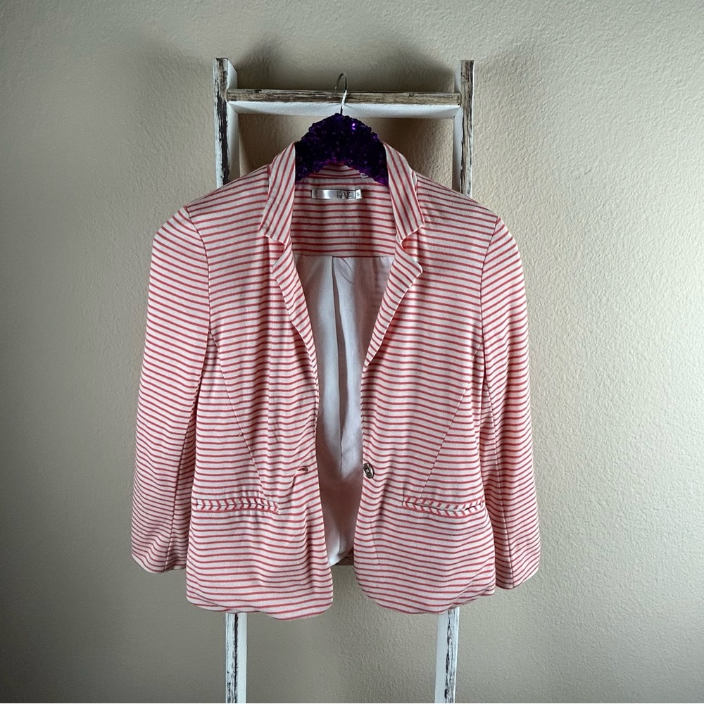 Have Lightweight Orange & White Stripped Blazer Sz Small
